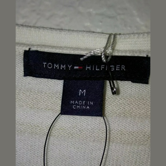Tommy Hilfiger Ivy White Striped V-Neck Sweater - Picture 4 of 6